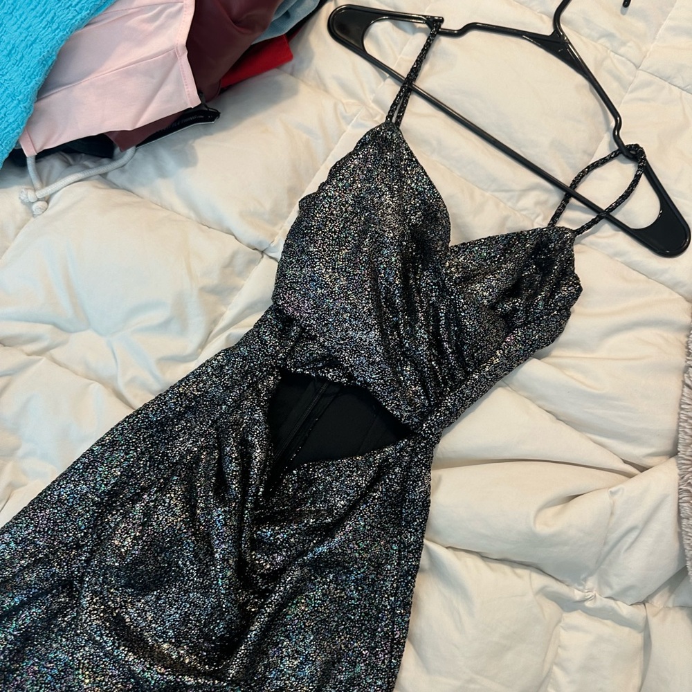 Zara Black Mini Dress w/ Rainbow Sparkles